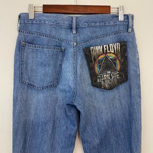 Gap Slim Boyfriend Jeans Distressed Custom Pink Floyd Womens 27 Medium Wash